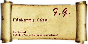 Fáskerty Géza névjegykártya